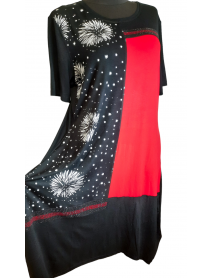 DLHÉ ELASTICKÉ čierno/červené šaty PRE MOLETKY  s vreckami - GORGO